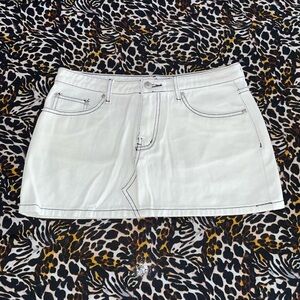 Edikted White Denim Mini Skirt